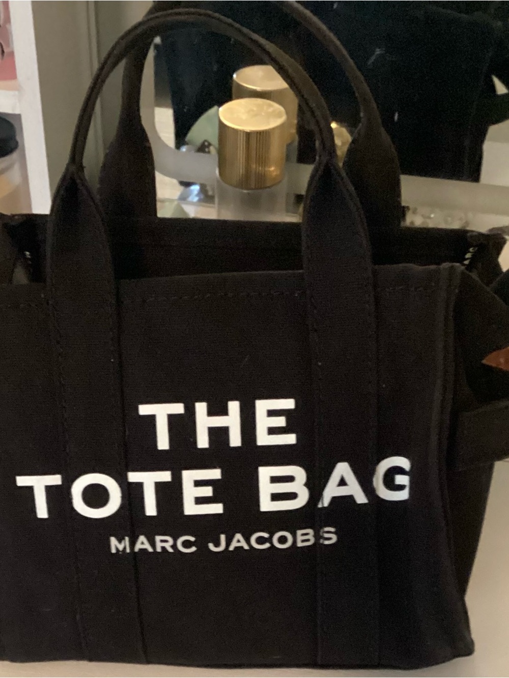 Marc Jacobs Black Canvas Tote Bag with White Logo
